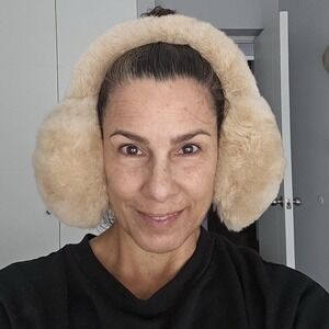 Peruvian‎ Alpaca Fur Earmuffs Women Winter Ear Warmers Soft Plush Tan Handmade